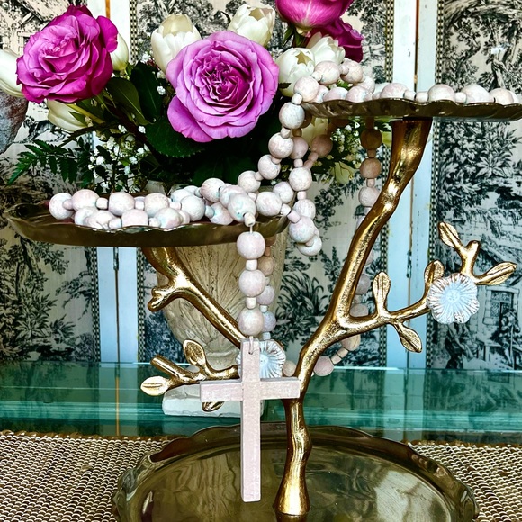 Vintage Pale Pink Wood Rosary XXLarge with Cross - Picture 6 of 6